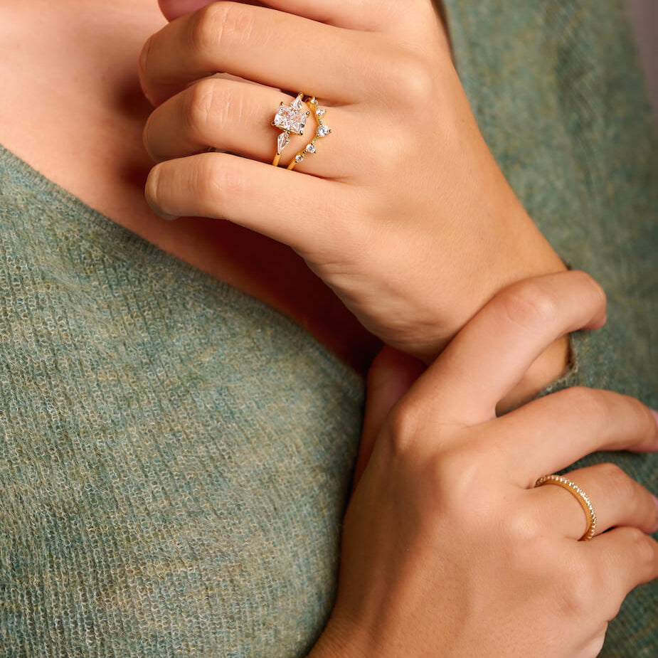 Brilliant Round Wishbone | Stacking Ring