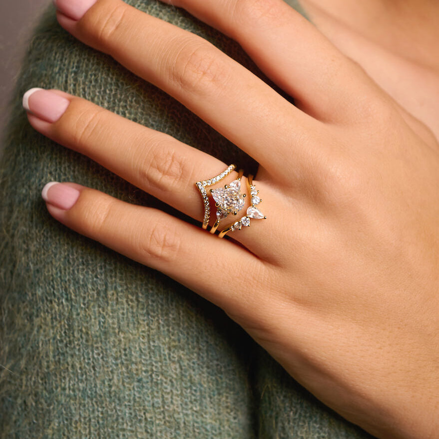 Pavé Wishbone V | Stacking Ring
