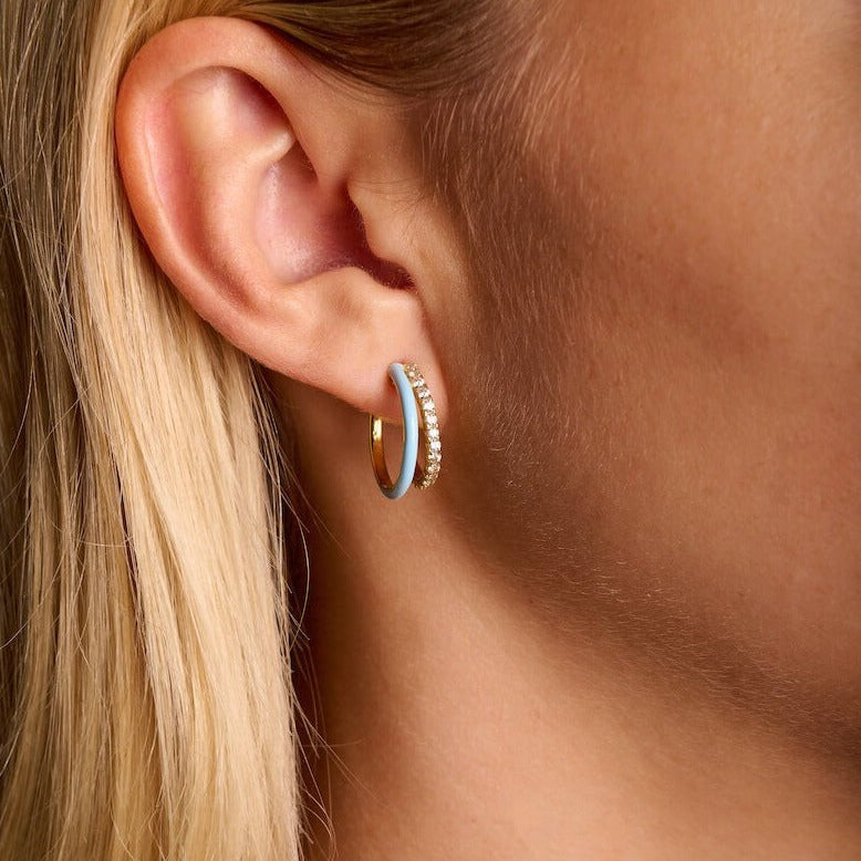 Mini Enamel Double Hoop Earrings
