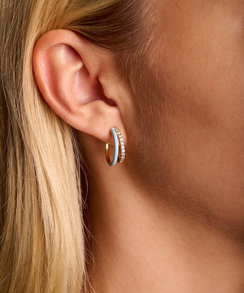 Mini Enamel Double Hoop Earrings