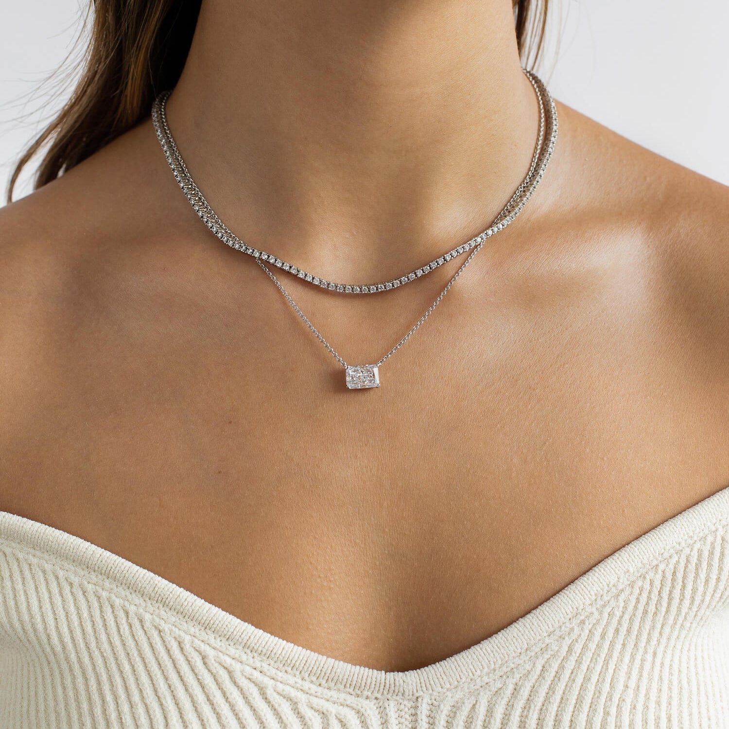East West Radiant Pendant Necklace