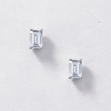 Emerald Cut Studs (Pair) - Sterling Silver