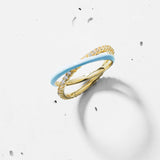 Enamel X Pave Link Ring
