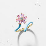Enamel Flower Open Ring