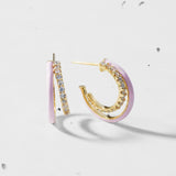 Mini Enamel Double Hoop Earrings