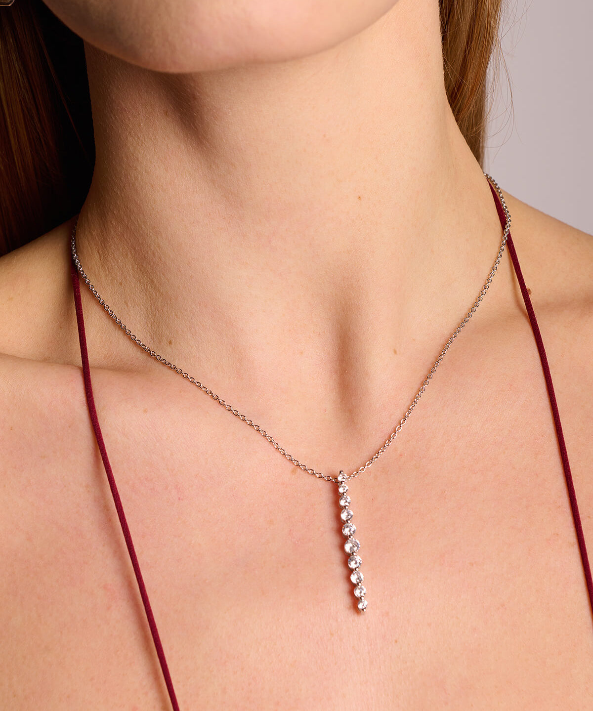 Graduated Brilliant Round Y Drop Lariat Necklace
