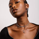 Half Pave Mini Curb Chain Necklace