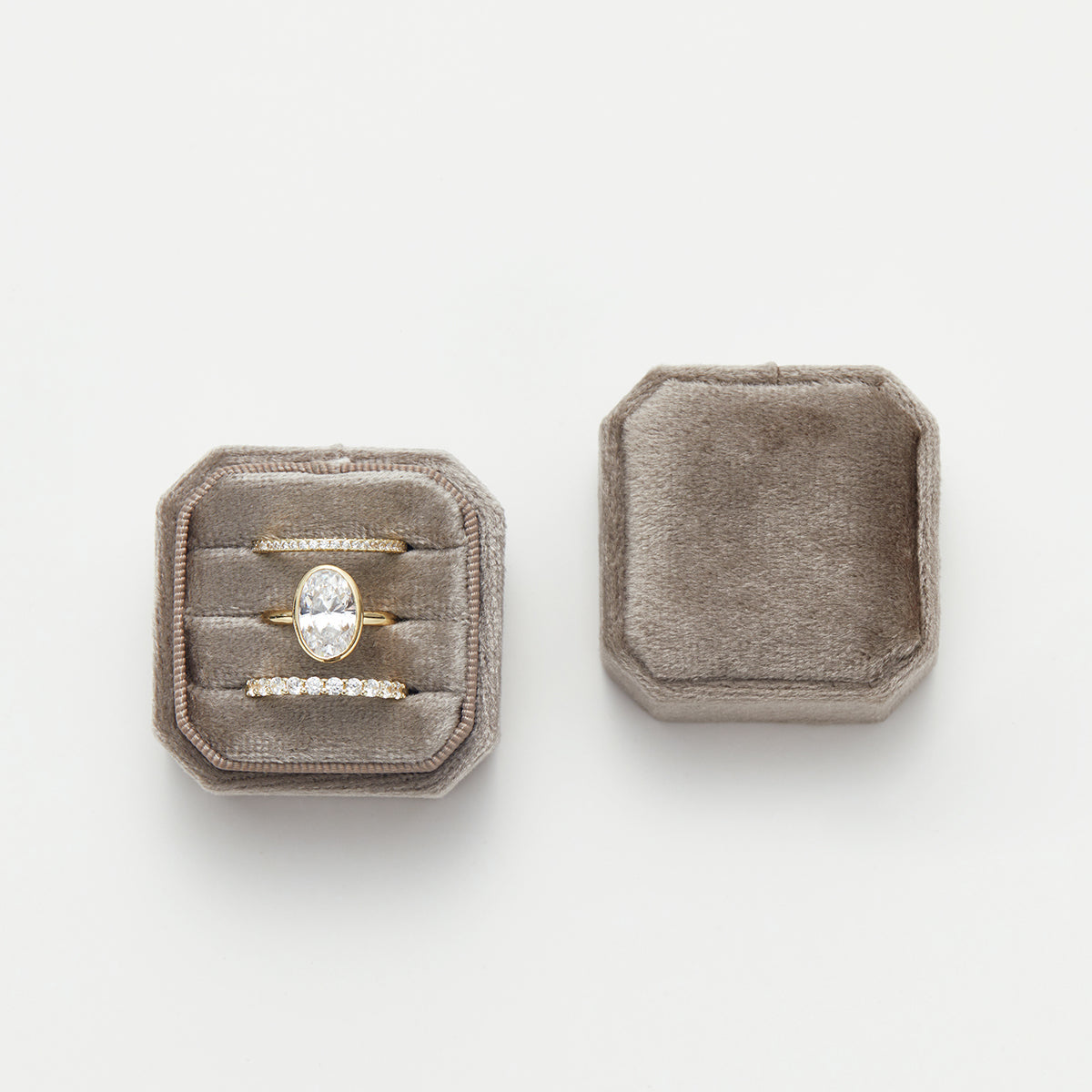 Velvet Trio Square Ring Box