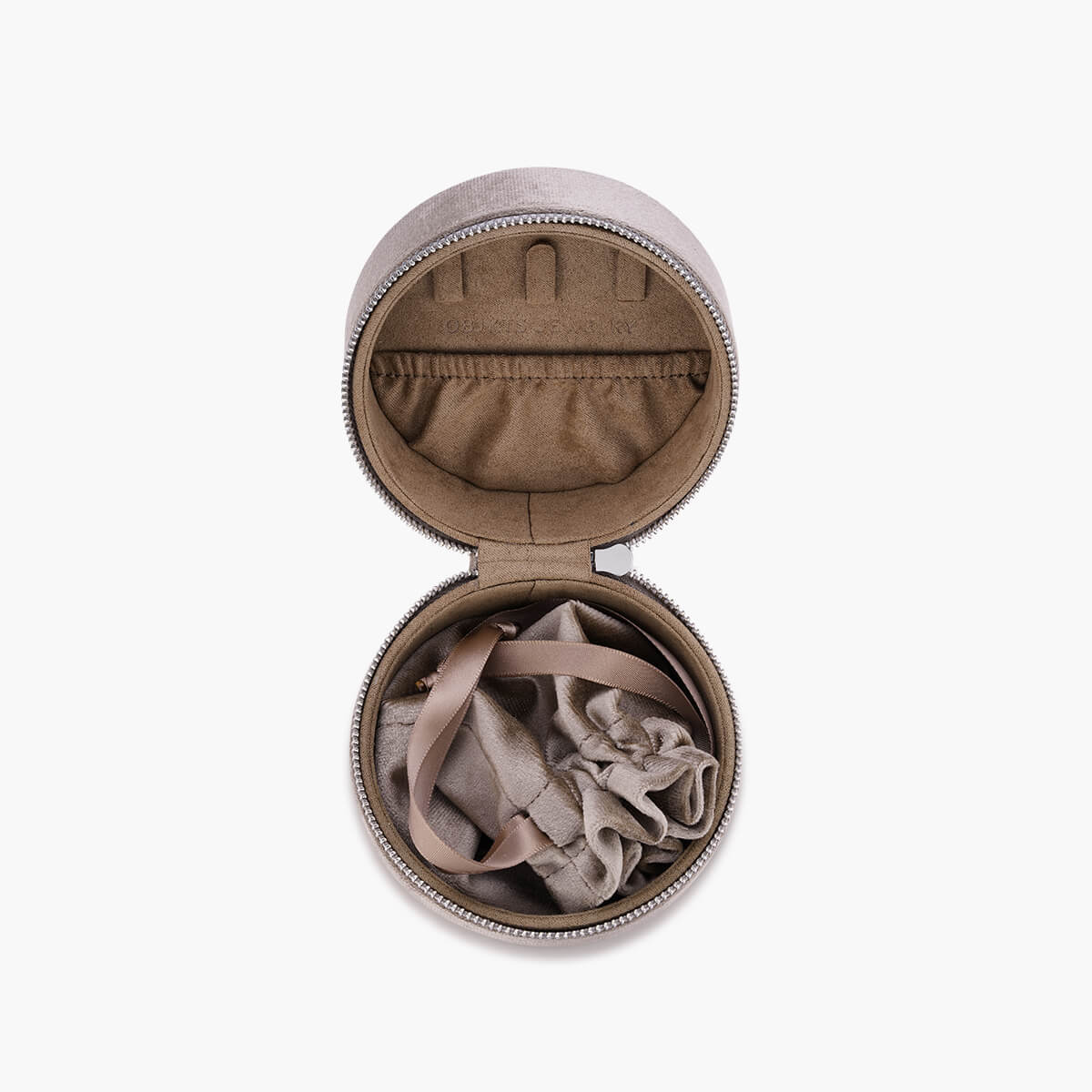 Round Velvet Travel Jewelry Case with Pouch