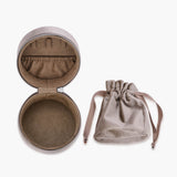 Round Velvet Travel Jewelry Case with Pouch