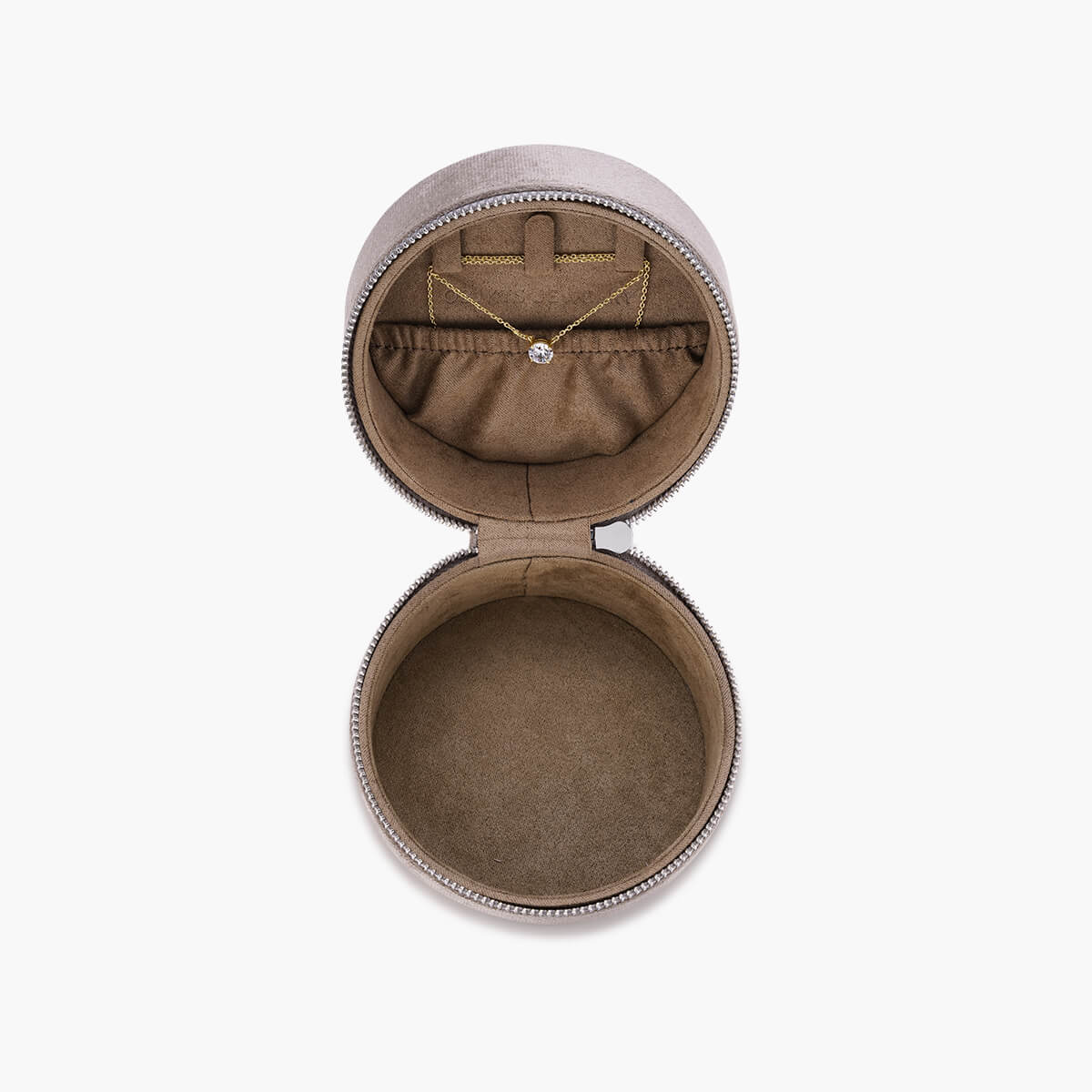 Round Velvet Travel Jewelry Case with Pouch