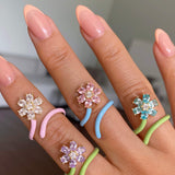 Enamel Flower Open Ring