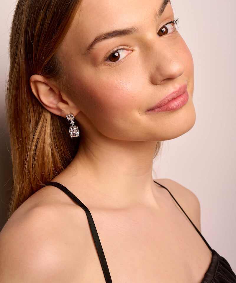 Heart X Cushion Drop Earrings | HighCarbon