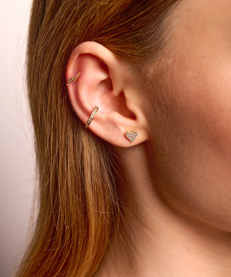 Pave Heart Stud Earrings