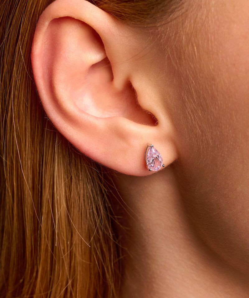 Crushed Ice Pear Stud Earrings