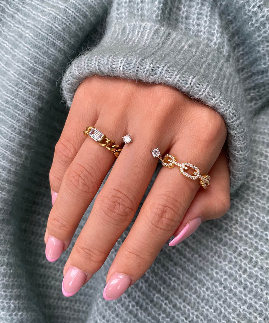Emerald-cut Chain Ring
