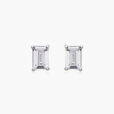 Emerald Cut Studs (Pair) - Sterling Silver