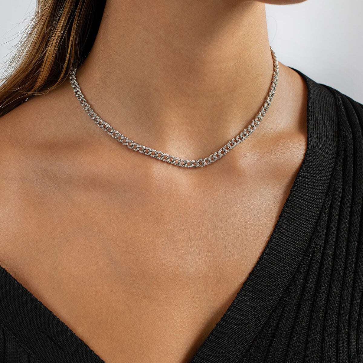 Pave Mini Curb Chain Necklace